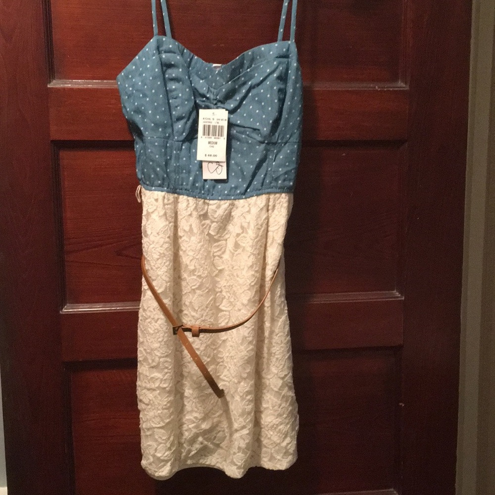 NWT. Blue and lace dress